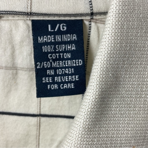NWT Loews Men’s Cream Supima Cotton Short Sleeve Golf Polo Shirt, Size L - Picture 6 of 10